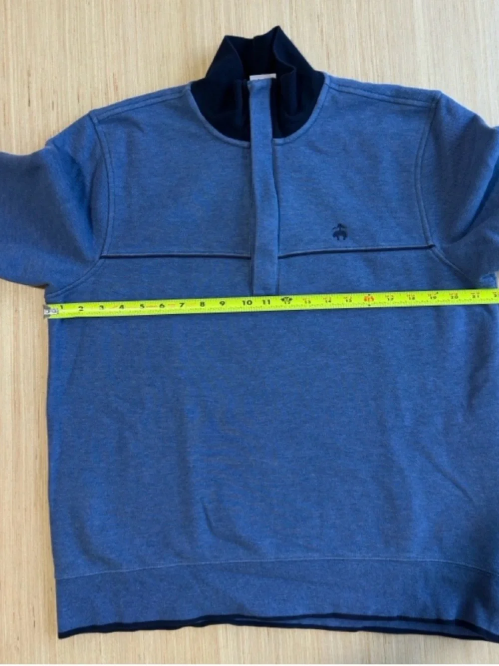 Brooks Brothers Men's Blue Heather Mock-Neck Fleece 1/2 Zip Pullover Sweater - Picture 2 of 5
